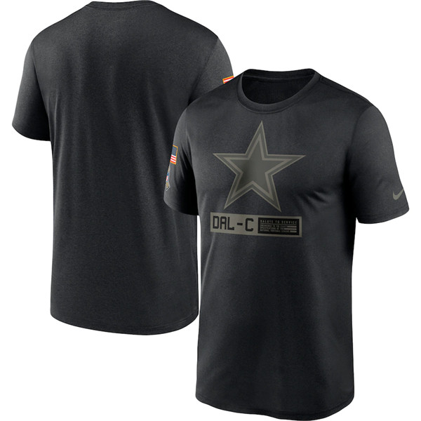 Men's Dallas Cowboys Black NFL 2020 Salute To Service Performance T-Shirt